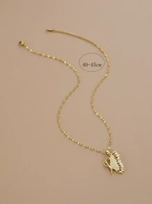 方晶鋯石蝴蝶吊墜項鍊 - 金黃色 - 查看 3