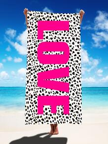 1pc Letter & Cow Pattern Beach Towel, Modern Microfiber Animal Print Travel Beach Towel For Beach - Multicolor - View 3