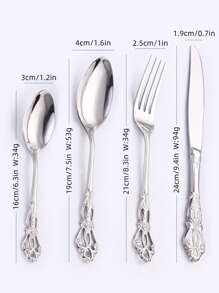 4pcs Hollow Out Stainless Steel Cutlery Set - Silver - View 2