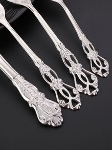 4pcs Hollow Out Stainless Steel Cutlery Set - Silver - View 5