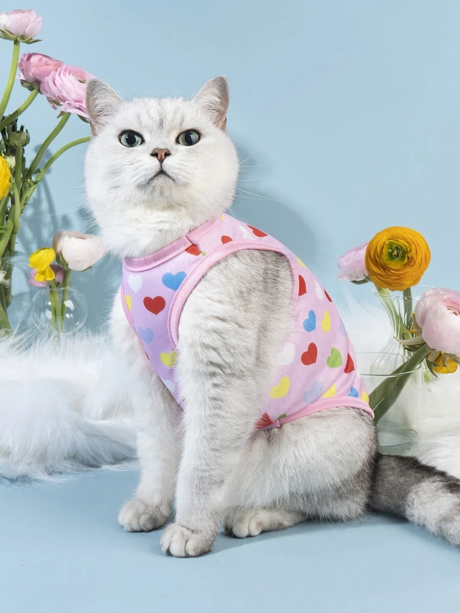 PETSIN 1入組愛心圖案寵物背心 - 彩色 - 查看 1