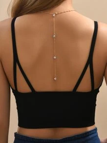 Trang trí Rhinestone Vòng cổ Y Lariat - Vàng - Xem 1