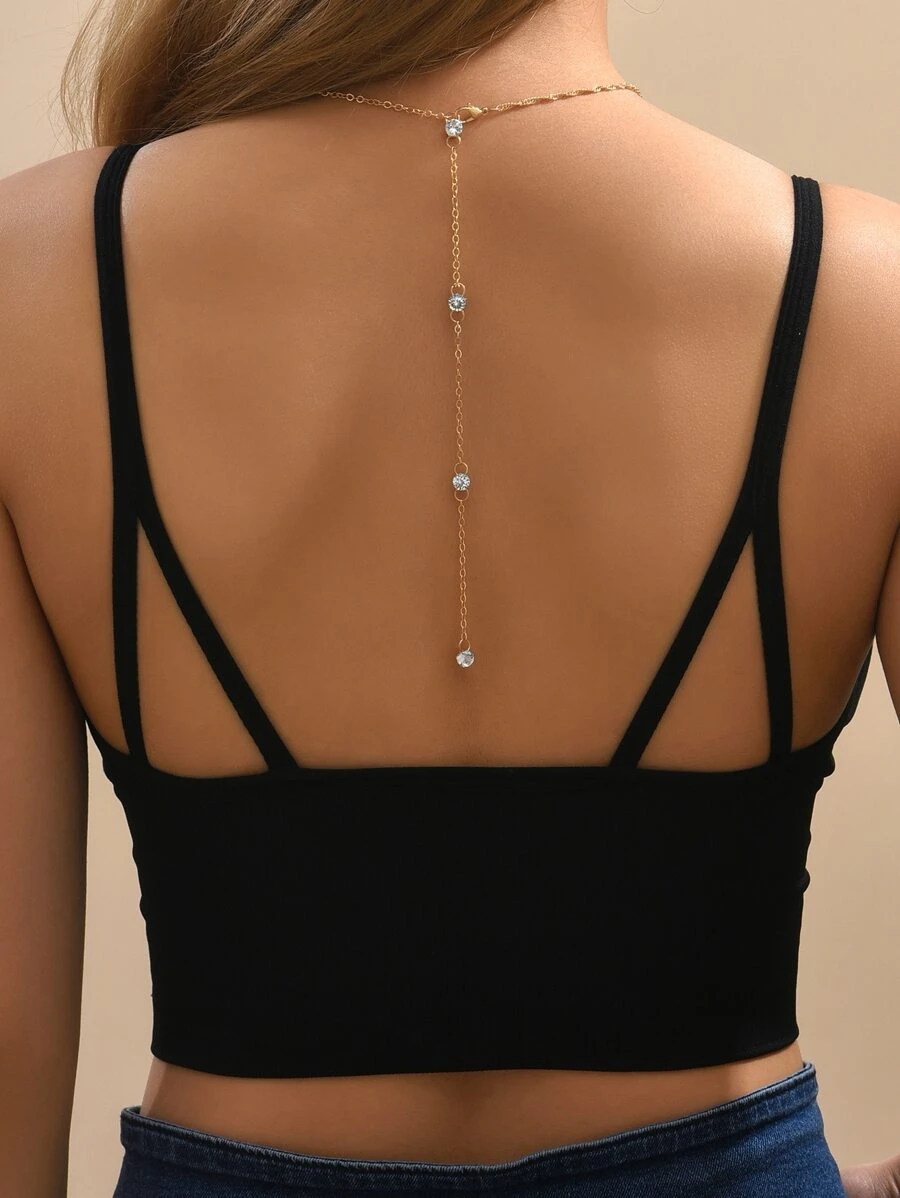 Trang trí Rhinestone Vòng cổ Y Lariat - Vàng - Xem 1