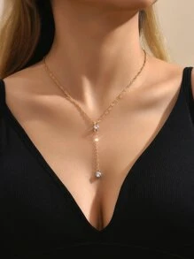 Trang trí Rhinestone Vòng cổ Y Lariat - Vàng - Xem 2