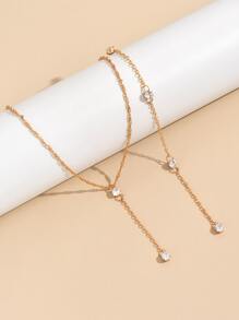 Trang trí Rhinestone Vòng cổ Y Lariat - Vàng - Xem 3
