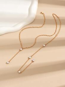 Trang trí Rhinestone Vòng cổ Y Lariat - Vàng - Xem 6