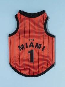 PETSIN 1pc Striped & Letter Graphic Pet Tank - Multicolor - View 2