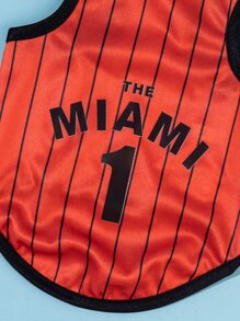 PETSIN 1pc Striped & Letter Graphic Pet Tank - Multicolor - View 7
