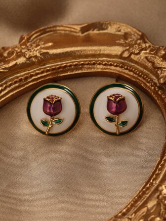 Pendientes de tachuela con diseño flor redondo