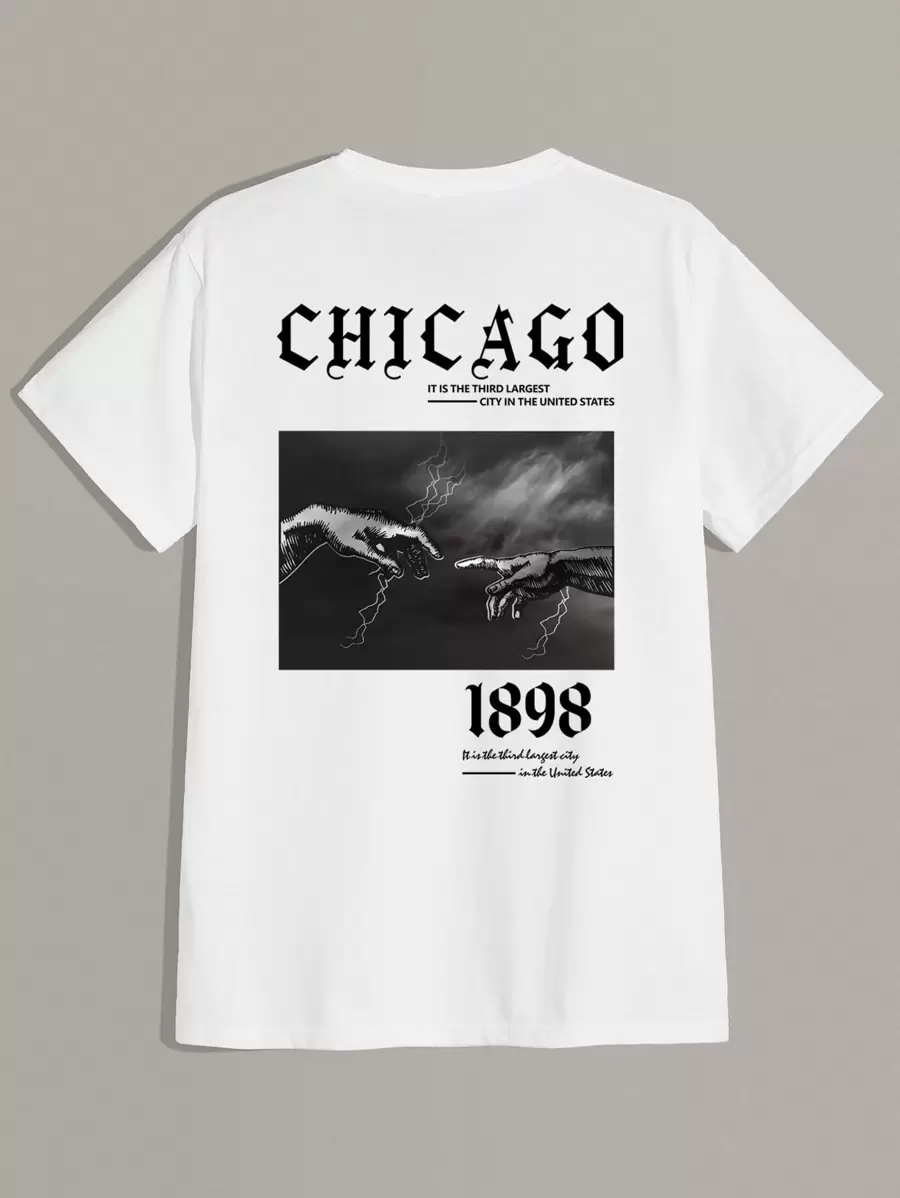 Manfinity Roghcode Men Hands And Slogan Graphic Tee - White - View 1