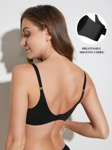 WINGSLOVE 女士无缝加垫上托钢圈文胸 - 黑色 - 查看 2