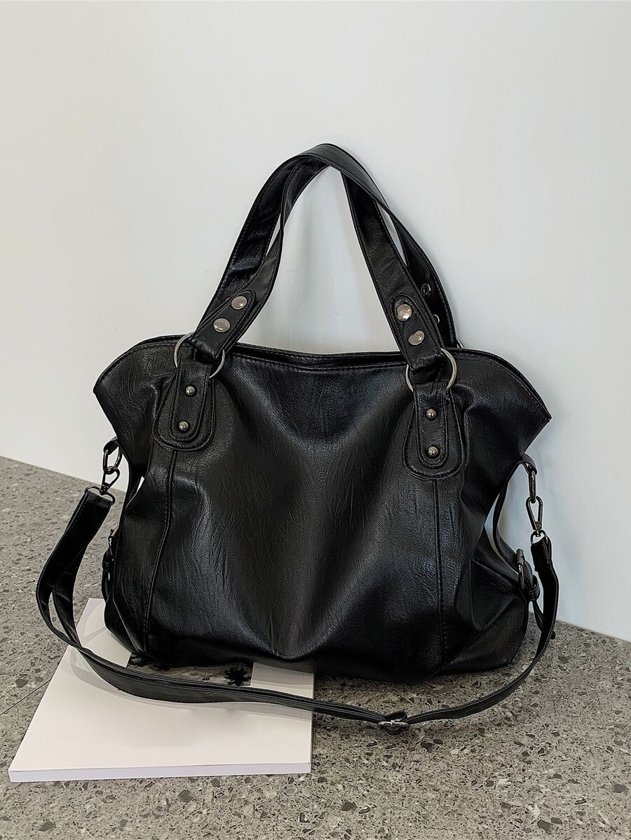 轻巧，商务休闲便携式铆钉细节单肩托特包白领工作者，教师，适合少女女大学生教师节，工作，商务，通勤，大学适合少女女大学生，新秀和白领工作者非常适合办公室，工作，商务，通勤女士最佳工作包适合少女女大学生，新款时尚女士大包