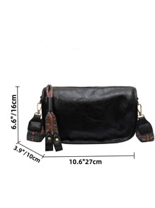 豌豆形時尚肩袋,寬帶可斜背式 - 黑色 - 查看 3