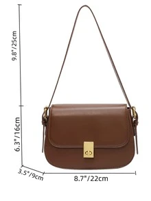 扭鎖翻蓋馬鞍包 - 咖啡棕 - 查看 3