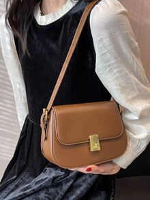 扭鎖翻蓋馬鞍包 - 咖啡棕 - 查看 8