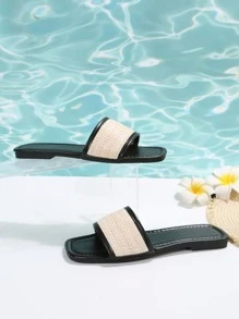 Dép đi nghỉ cho nữ, Xăng đan có chi tiết bện tương phản - màu đen - Xem 4