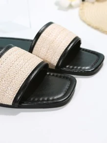 Dép đi nghỉ cho nữ, Xăng đan có chi tiết bện tương phản - màu đen - Xem 7