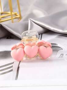 粉色爱心装饰可爱发爪，适合日常休闲外出佩戴，Y2K情人节风格发夹，发卡，发夹，发夹，发抓夹，发夹，发卡，发饰，校园用品，大学秋冬季女士发饰，适合度假装扮，夏季海滩风情 - 粉色 - 查看 2