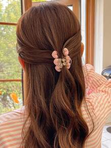 粉色爱心装饰可爱发爪，适合日常休闲外出佩戴，Y2K情人节风格发夹，发卡，发夹，发夹，发抓夹，发夹，发卡，发饰，校园用品，大学秋冬季女士发饰，适合度假装扮，夏季海滩风情 - 粉色 - 查看 4