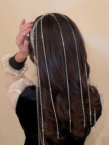 水鑽流蘇裝飾髮箍 - 銀色 - 查看 1