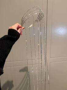 水鑽流蘇裝飾髮箍 - 銀色 - 查看 4