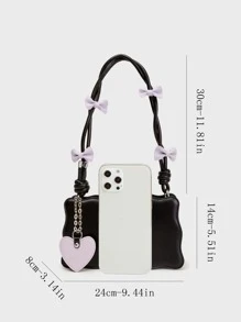 蝴蝶結和愛心裝飾包 - 黑色 - 查看 4