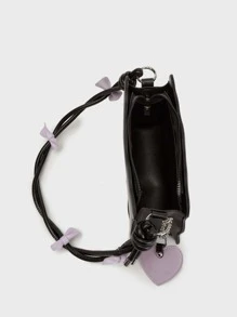 蝴蝶結和愛心裝飾包 - 黑色 - 查看 5