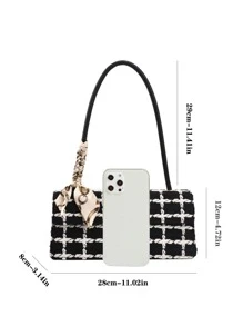 Plaid Pattern Skinny Scarf Decor Bag