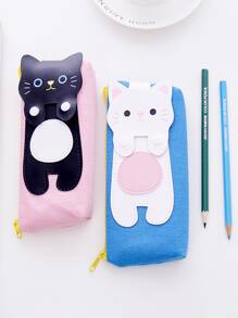 1 pieza Estuche con diseño de gato de dibujos animados - Blanco - Ver 3