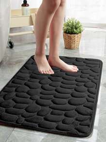 1 pieza Alfombra con diseño de piedra antideslizante para decoración de entrada, baño y cocina - Negro - Ver 5
