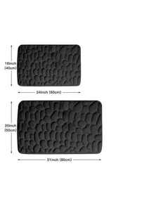 1 pieza Alfombra con diseño de piedra antideslizante para decoración de entrada, baño y cocina - Negro - Ver 2