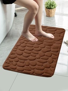1 pieza Alfombra de baño con relieve de piedra, antideslizante, para decoración del baño del hogar, alfombra de piso, alfombra de puerta de verano - Marrón - Ver 3