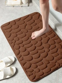 1 pieza Alfombra de baño con relieve de piedra, antideslizante, para decoración del baño del hogar, alfombra de piso, alfombra de puerta de verano - Marrón - Ver 4