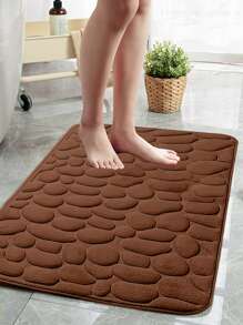 1 pieza Alfombra de baño con relieve de piedra, antideslizante, para decoración del baño del hogar, alfombra de piso, alfombra de puerta de verano - Marrón - Ver 5