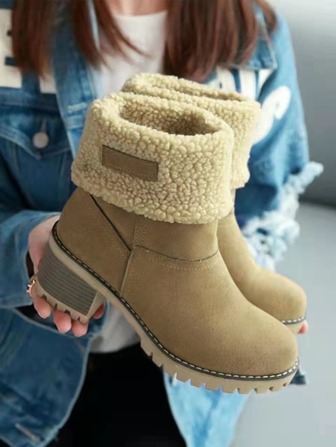 Botas de nieve para mujer, nueva moda, antideslizante, zapatos cálidos forrados de peluche, calzado casual de invierno, botines de nieve para damas