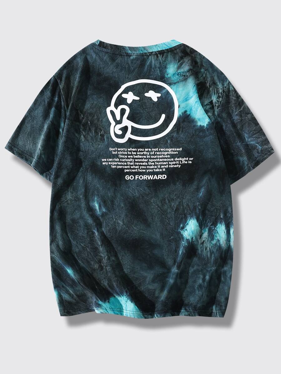 Manfinity EMRG Men Tie Dye Slogan Graphic Tee - Multicolor - View 1