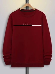 Manfinity Homme Loose Fit Men's Letter Graphic Sweatshirt - Burgundy - View 4