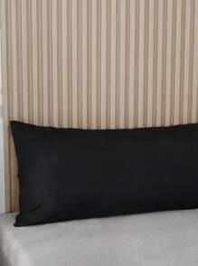 1pc Blissful Solid Color Bolster Pillow Cover, Fits 51*137cm Pillow Insert, Suitable For Sofa, Bed, Outdoor, Dorm (Boys/Girls Dorm Bedding) - Black - View 4