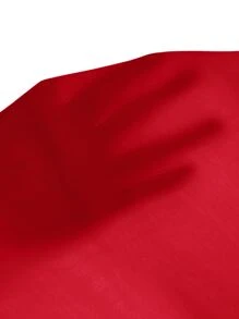 SHEIN Clasi Lỗ tay Ruffle Ren Đính đá Áo Trang phục làm việc - Đỏ - Xem 6