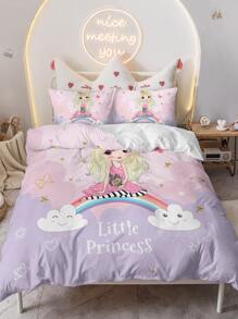 Cartoon Graphic Duvet Cover Set Without Filler - Multicolor - View 1