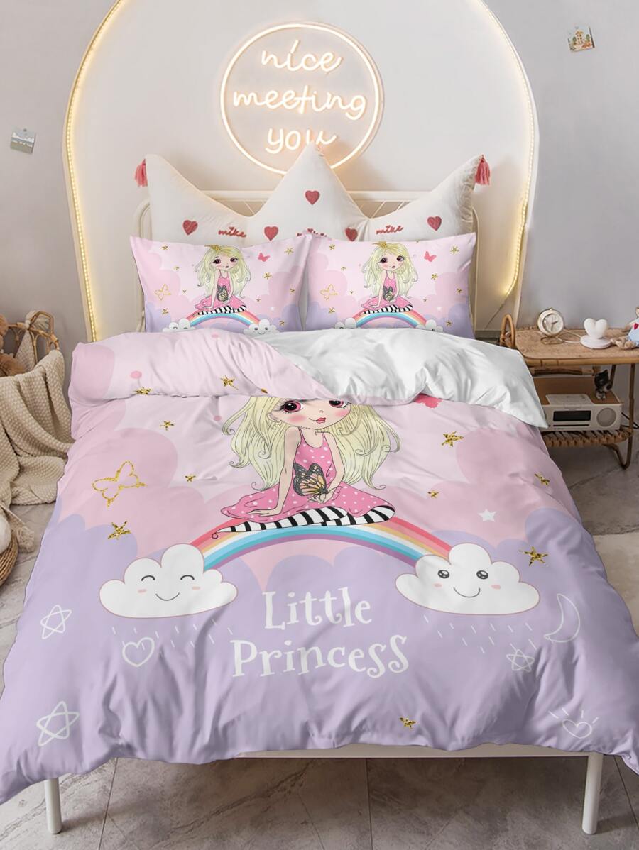 Cartoon Graphic Duvet Cover Set Without Filler - Multicolor - View 1