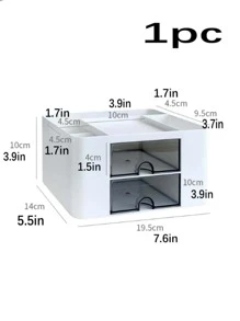 1pc Multifunction Stationery Storage Box - White - View 5