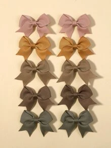 bilicaca 10入組小女童蝴蝶結裝飾髮夾 - 彩色 - 查看 2