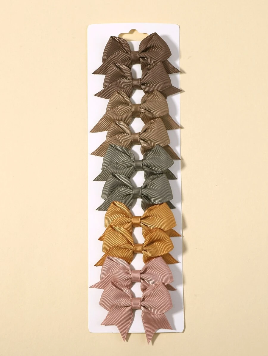 bilicaca 10入組小女童蝴蝶結裝飾髮夾 - 彩色 - 查看 1