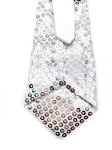 Men Sequin Decor Tie - White - View 4