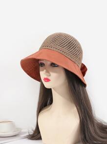 Bow Decor Hollow Out Bucket Hat - Multicolor - View 1