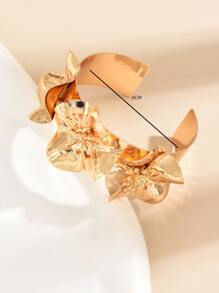 Pulsera abierta con diseño de flor - Amarillo Oro - Ver 5