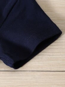 Baby Cartoon Graphic Tee & Shorts - Navy Blue - View 8