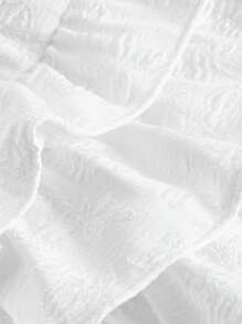 SHEIN MOD 净色纸袋腰分层下摆半身裙 - 白色 - 查看 4