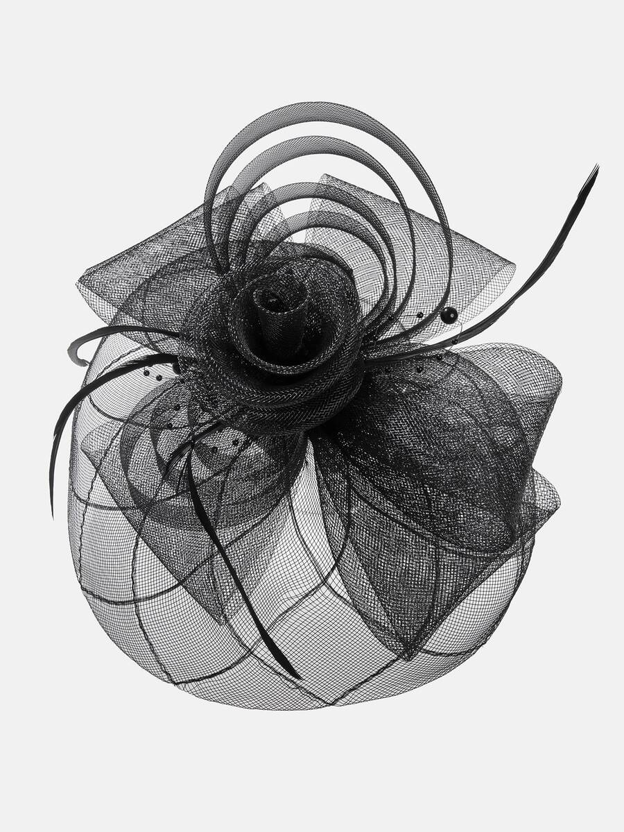 Horquilla de malla con diseño de pluma - Negro - Ver 1